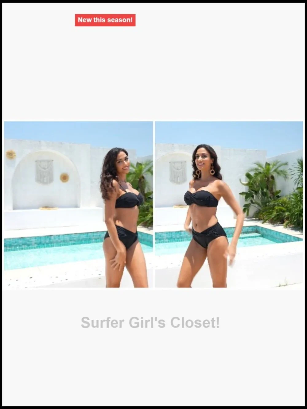 Strapless Bandeau Twist Front Two Piece Bikini Set with Side Tie Bottoms